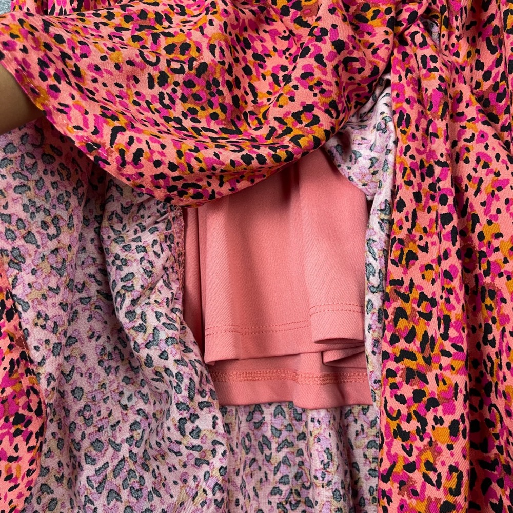 NEW Evereve Allison Joy Glenna Wrap Dress Size S Pink Animal Sleeveless Maxi - Picture 8 of 10